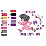 Dora Run With Me Embroidery Design